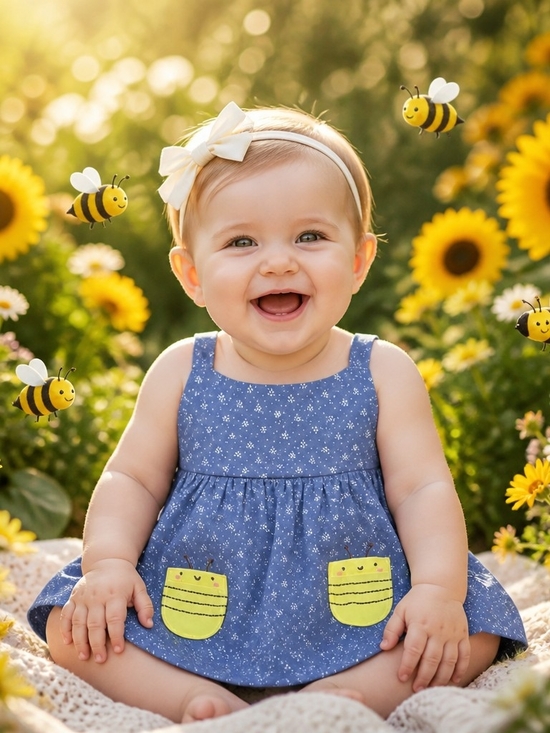 Carter's Other - Carters Baby Girl Blue Bumblebee Outfit Sz 3 Months